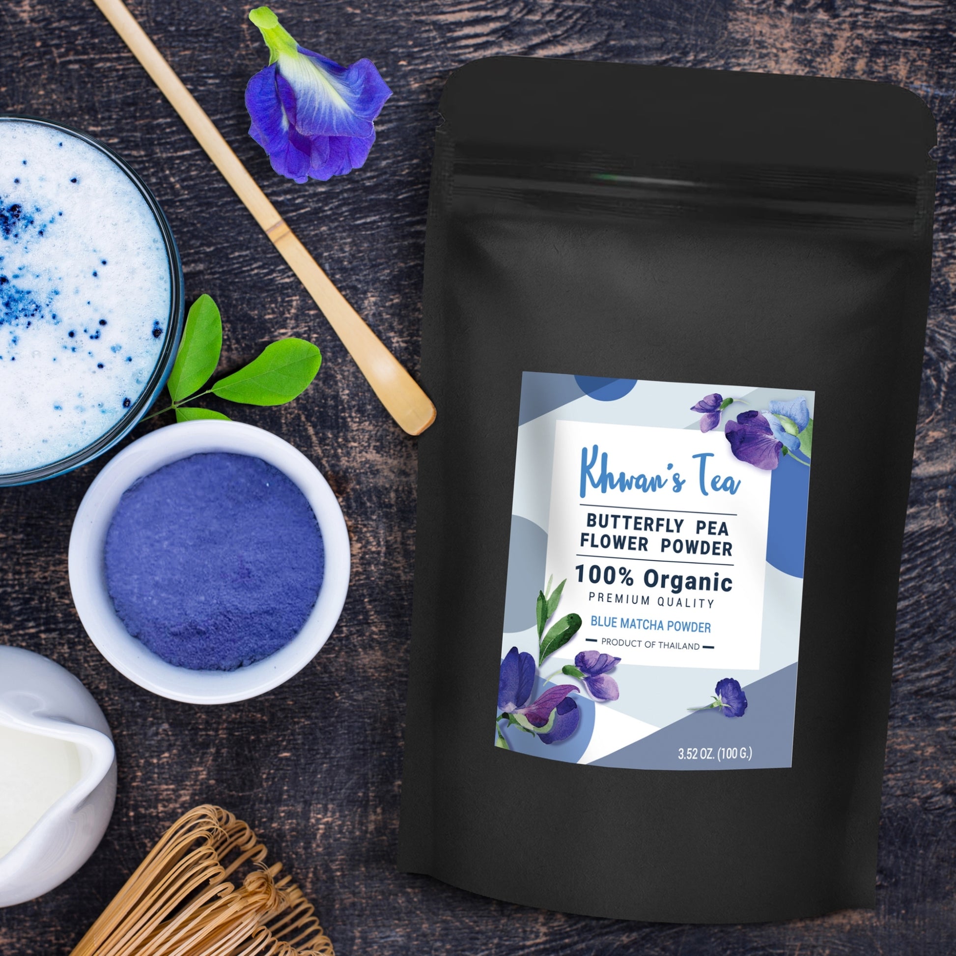 Butterfly Pea Flower Powder Extract Blue Matcha Latte Tea Natural Food Coloring
