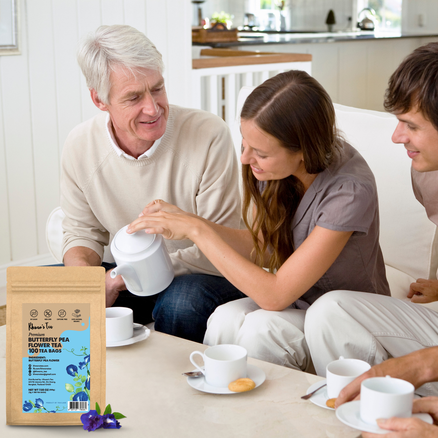 Organic Butterfly Pea Flower Tea 100 Tea Bags, 7oz (100 x 2g/bag)