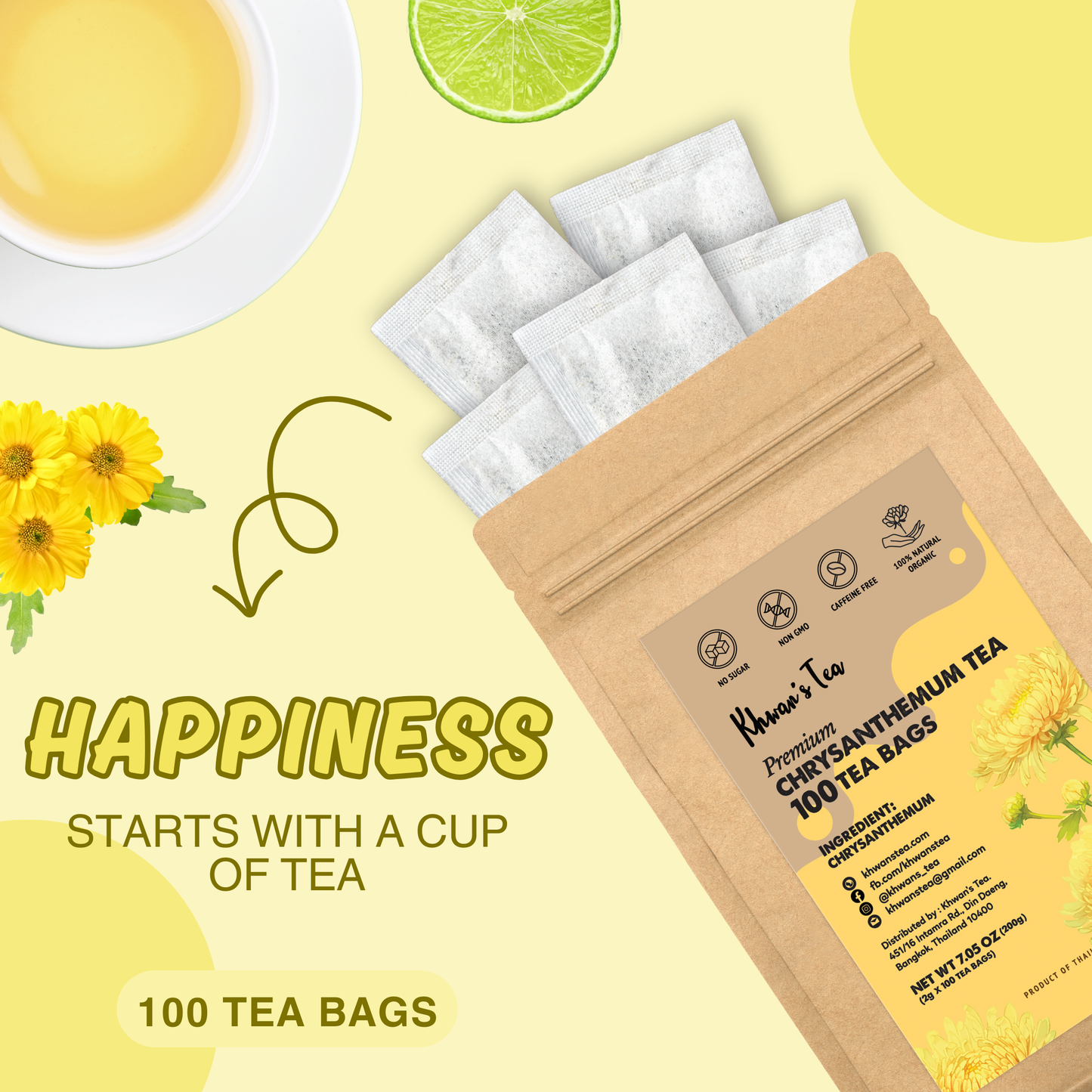 Chrysanthemum Tea 100 Tea Bags, 7oz (100 x 2g/Bag)