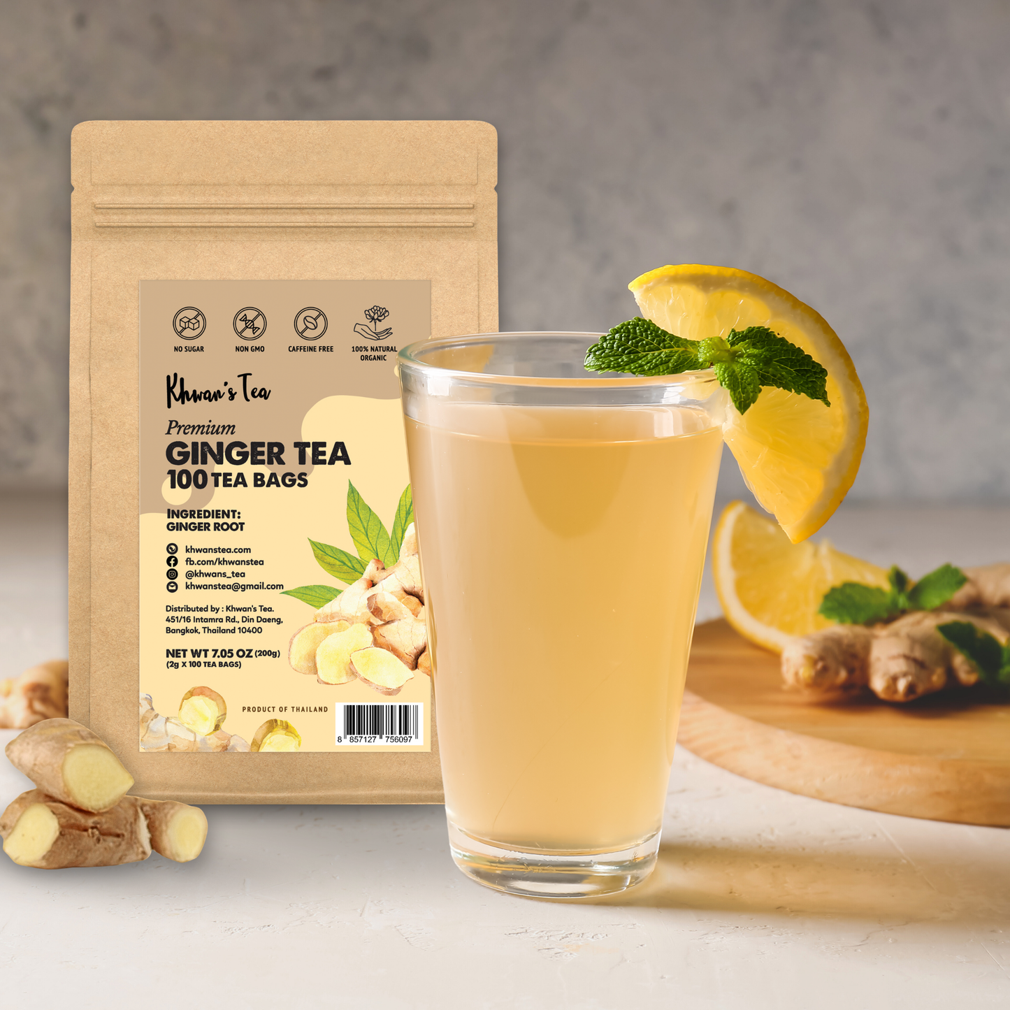 Ginger Tea 100 Tea Bags, 7oz (100 x 2g/Bag)