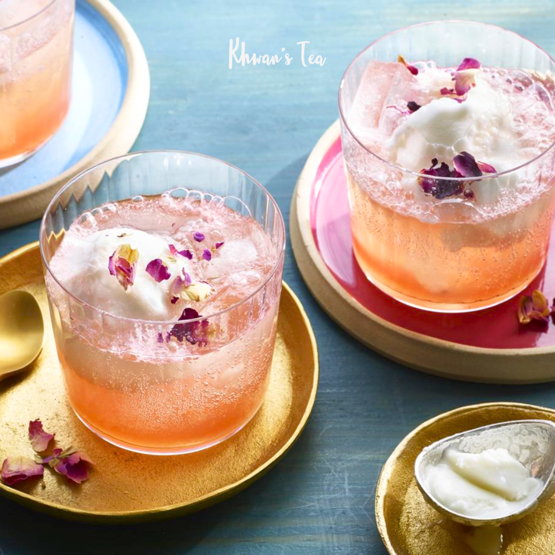 Rose Tea with Lemon Sherbet Recipe Refreshing drink Non-GMO Gieten Free 