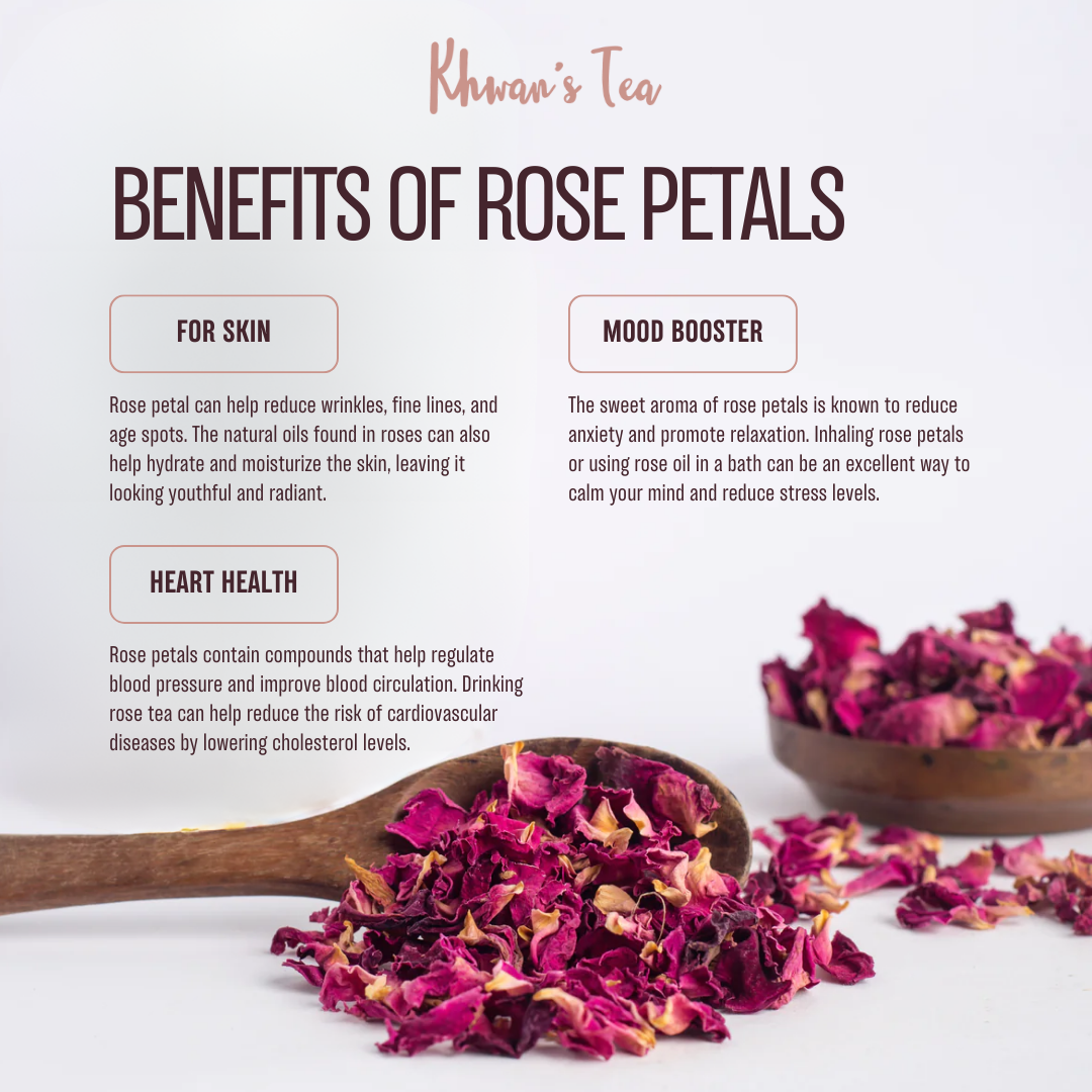 Benefits of Rose Petals Natural Organic Flower Tea Vegan Healthy NON-GMO