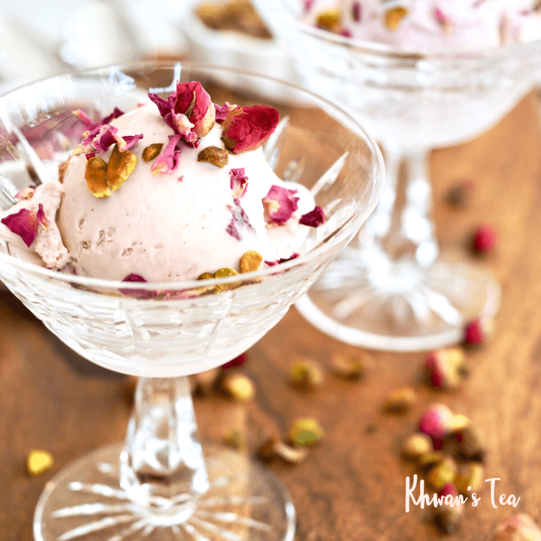 Rose Ice Cream Recipe Natural Organic Rose Petal Flower Tea Vegan Healthy NON-GMO