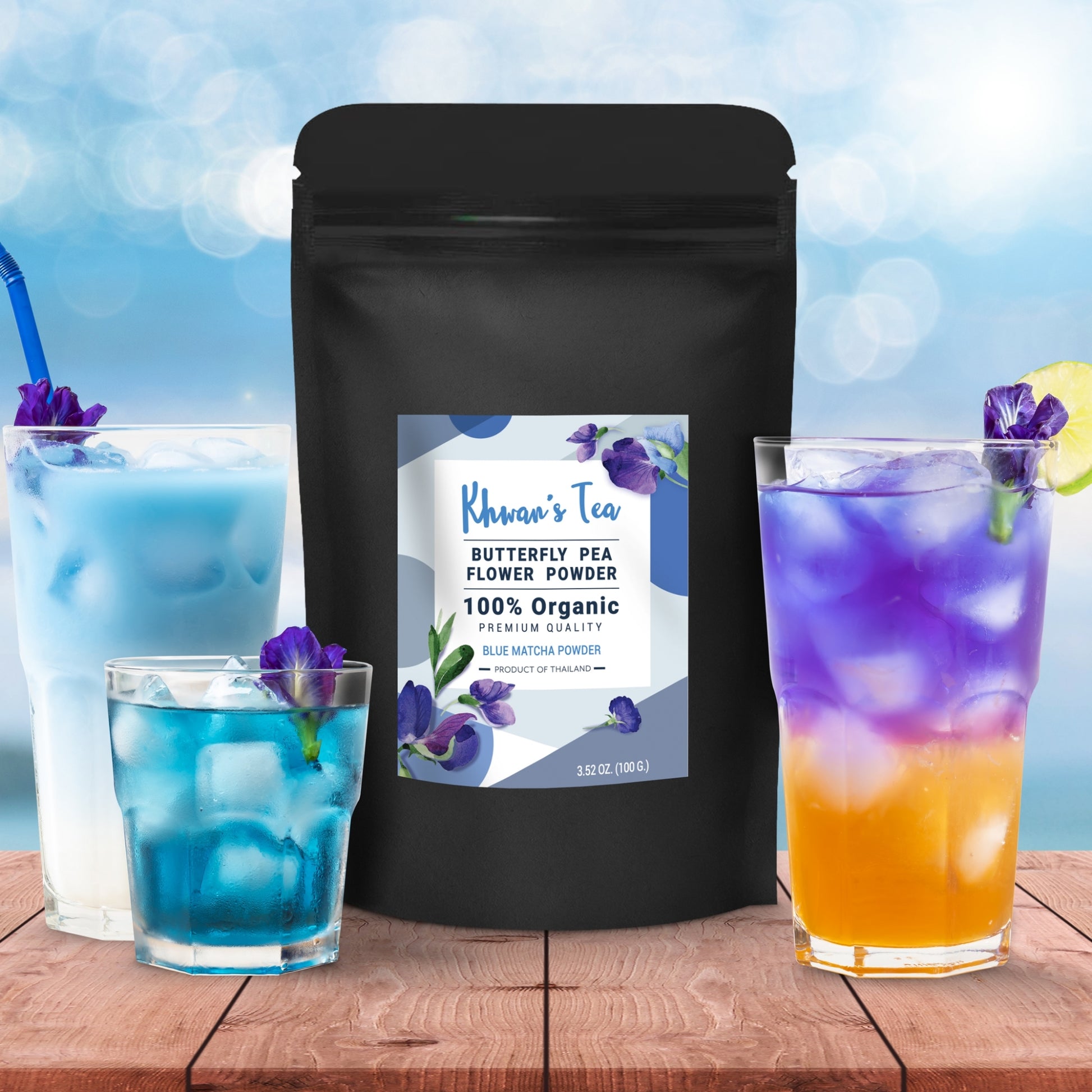 Butterfly Pea Flower Powder Extract Blue Matcha Latte Tea Natural Food Coloring