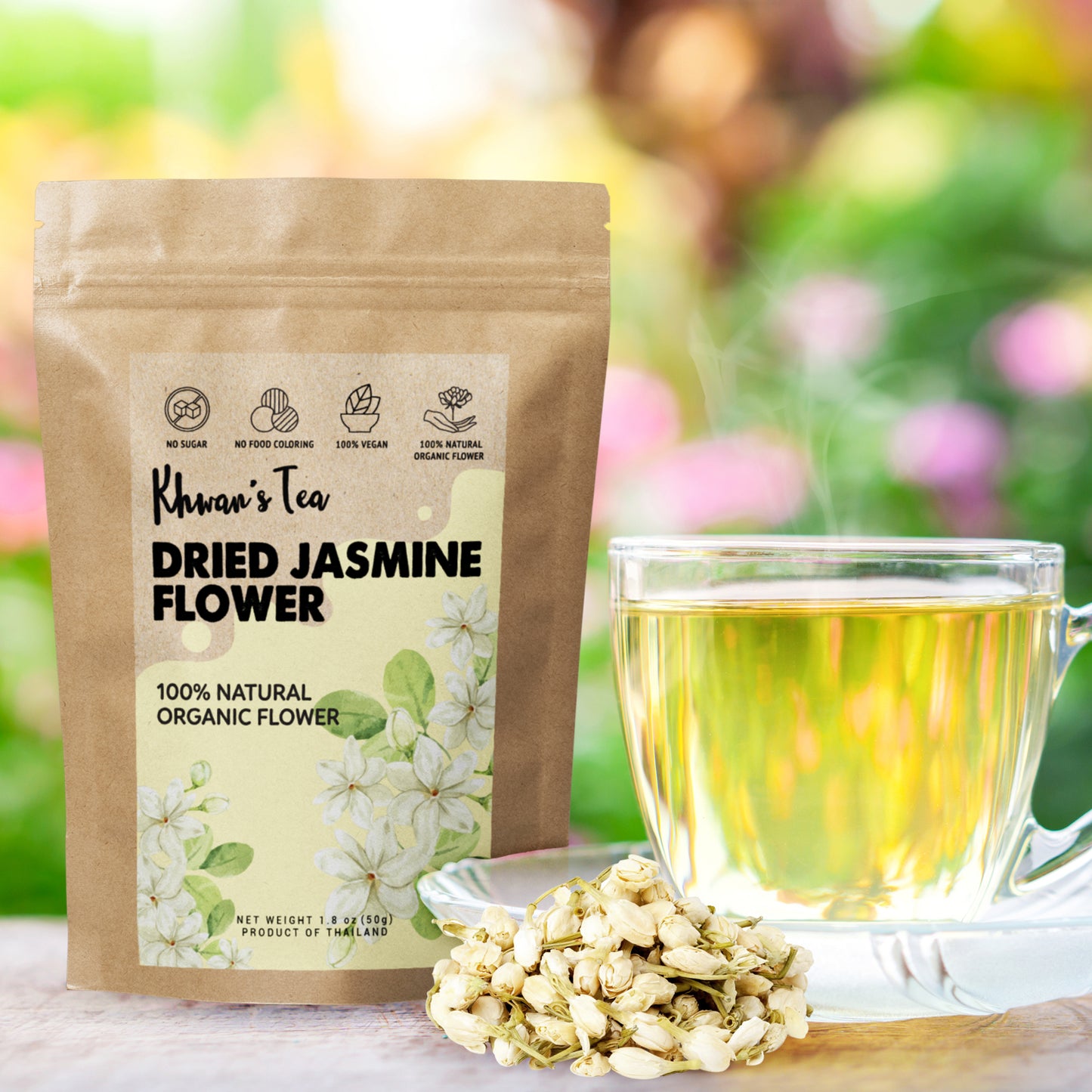 Dried Jasmine Flower Tea Organic Natural Vegan NON-GMO Healthy Product of Thailand