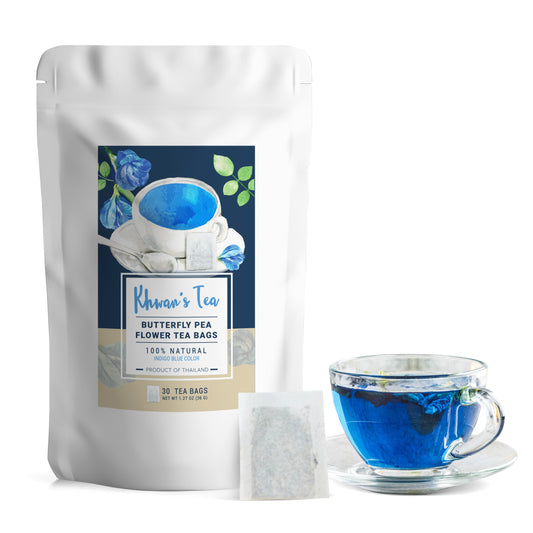 Butterfly Pea Flower Tea Bags Herbal Loose Leaf Tea Organic Natural Vegan Healthy Product of Thailand