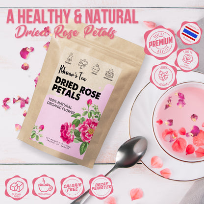 Dried Rose Petals Tea Organic Rose Flower Natural Vegan NON-GMO Healthy Product of Thailand