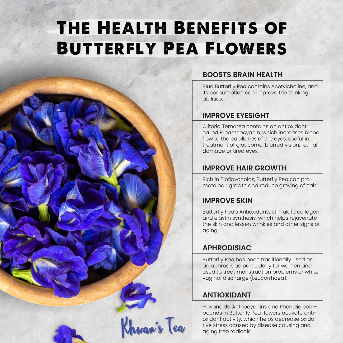 Dried Butterfly Pea Flower Herbal Tea Organic Natural Food Coloring Vegan NON-GMO Healthy Product of Thailand