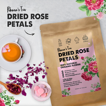 Dried Rose Petals Tea Organic Rose Flower Herbal Natural Vegan NON-GMO Healthy Product of Thailand